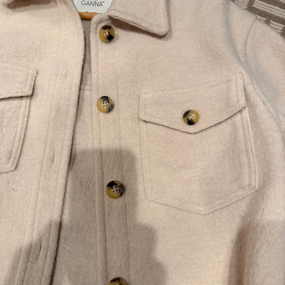 Aritzia Wilfred Free The Ganna Wool Crop Shirt Jacket, Size XS - Picture 3 of 5